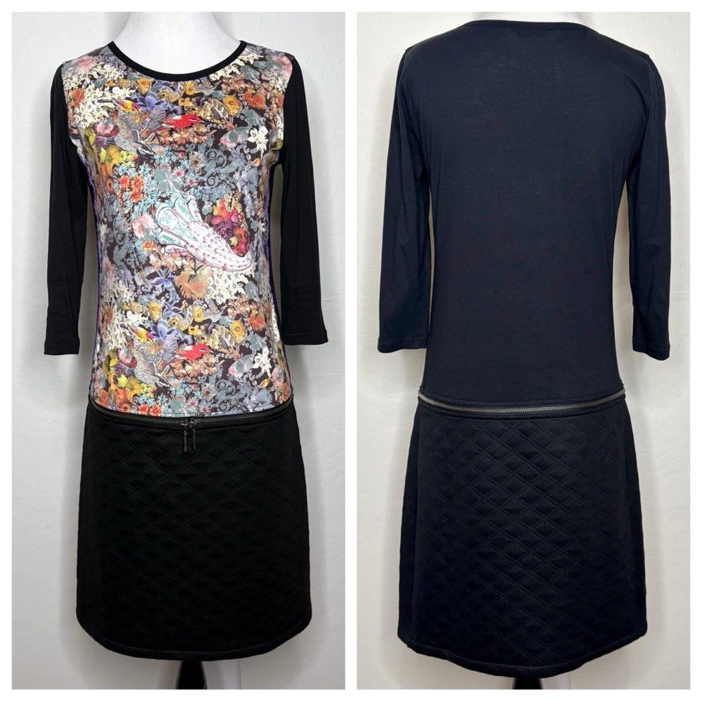 Custo Barcelona Wearable Art Convertible Zip Dress Floral Boho Graphic 36 Small